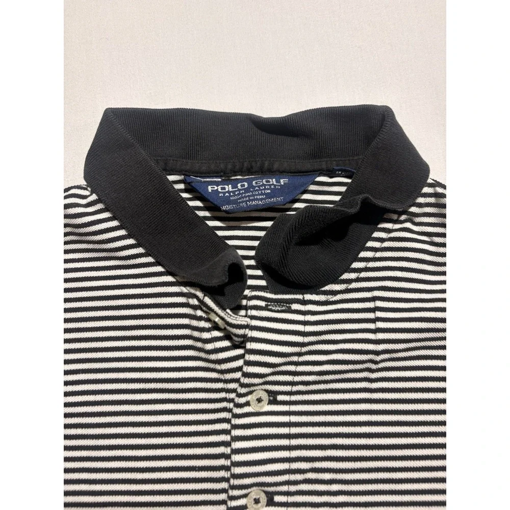 Polo Golf Ralph Lauren Performance Polo Shirt Mens XXL Black White Striped